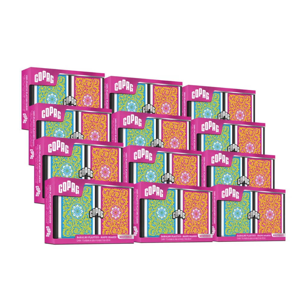 Kit 12 Unidades Baralho 1546 Neoteric Rosa Estojo Duplo - Kit Com 12 Baralho 1546 Neoteric Rosa Estojo Duplo