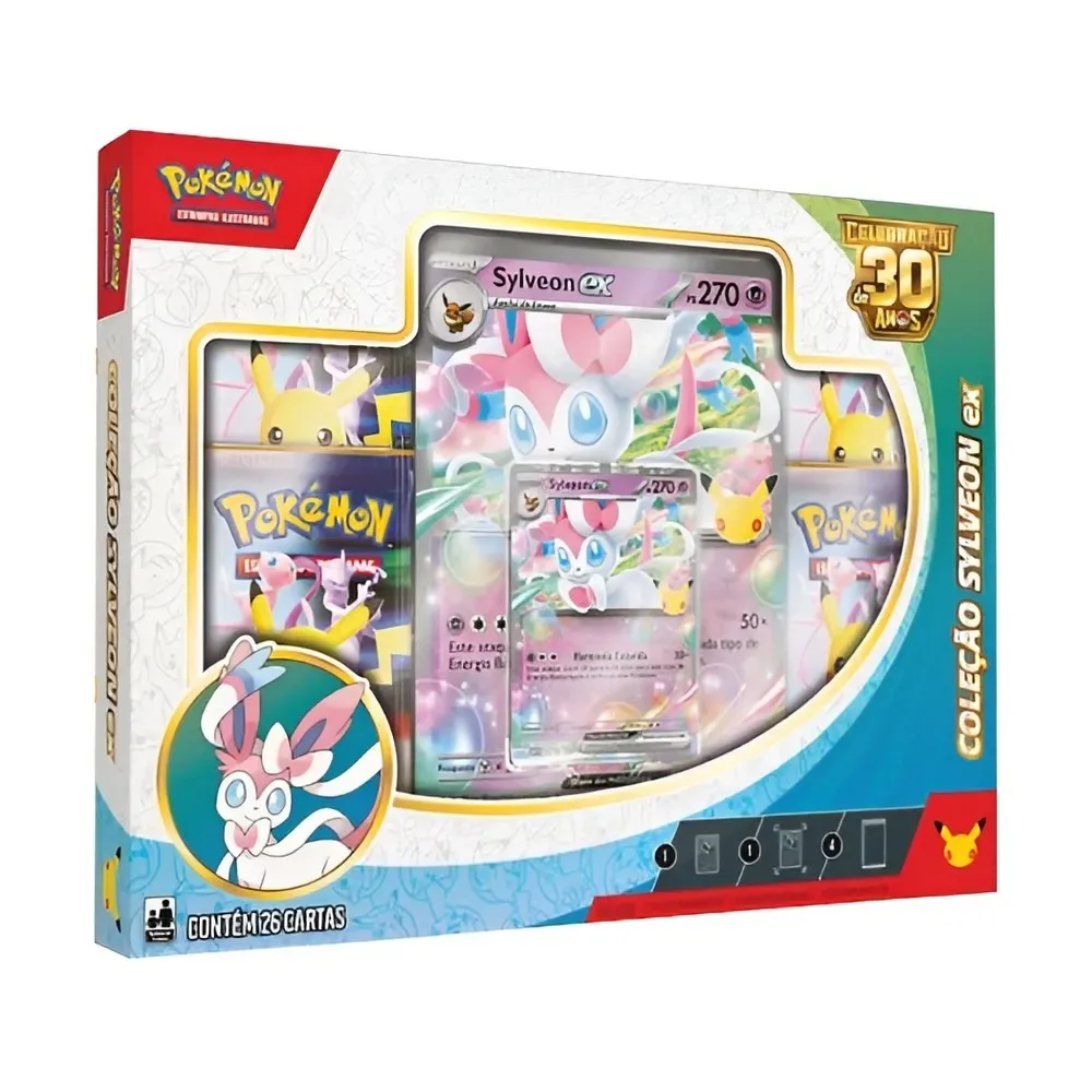 Box de Cartas Pokémon - Celebração de 30 Anos - Sylveon ex